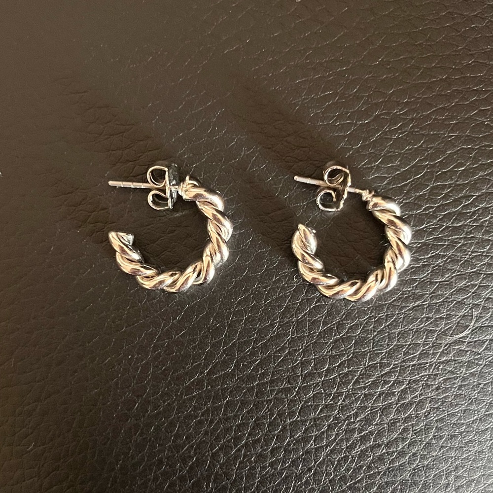 Silver Rope Twist Hoop Earrings